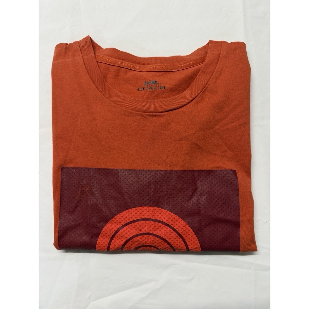 Men's Coach Graphic Short Sleeve T-Shirt Orange Size Large - Picture 3 of 7